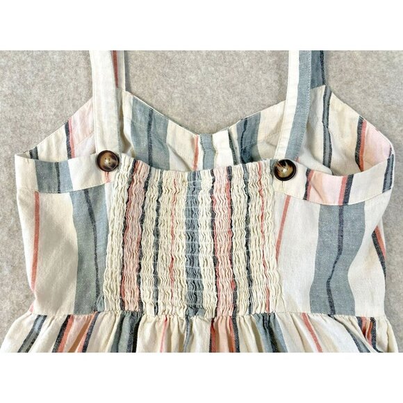 Shyanne Womens Sm Western Sundress Mini Linen Adjustable Straps Button Down - Picture 13 of 16